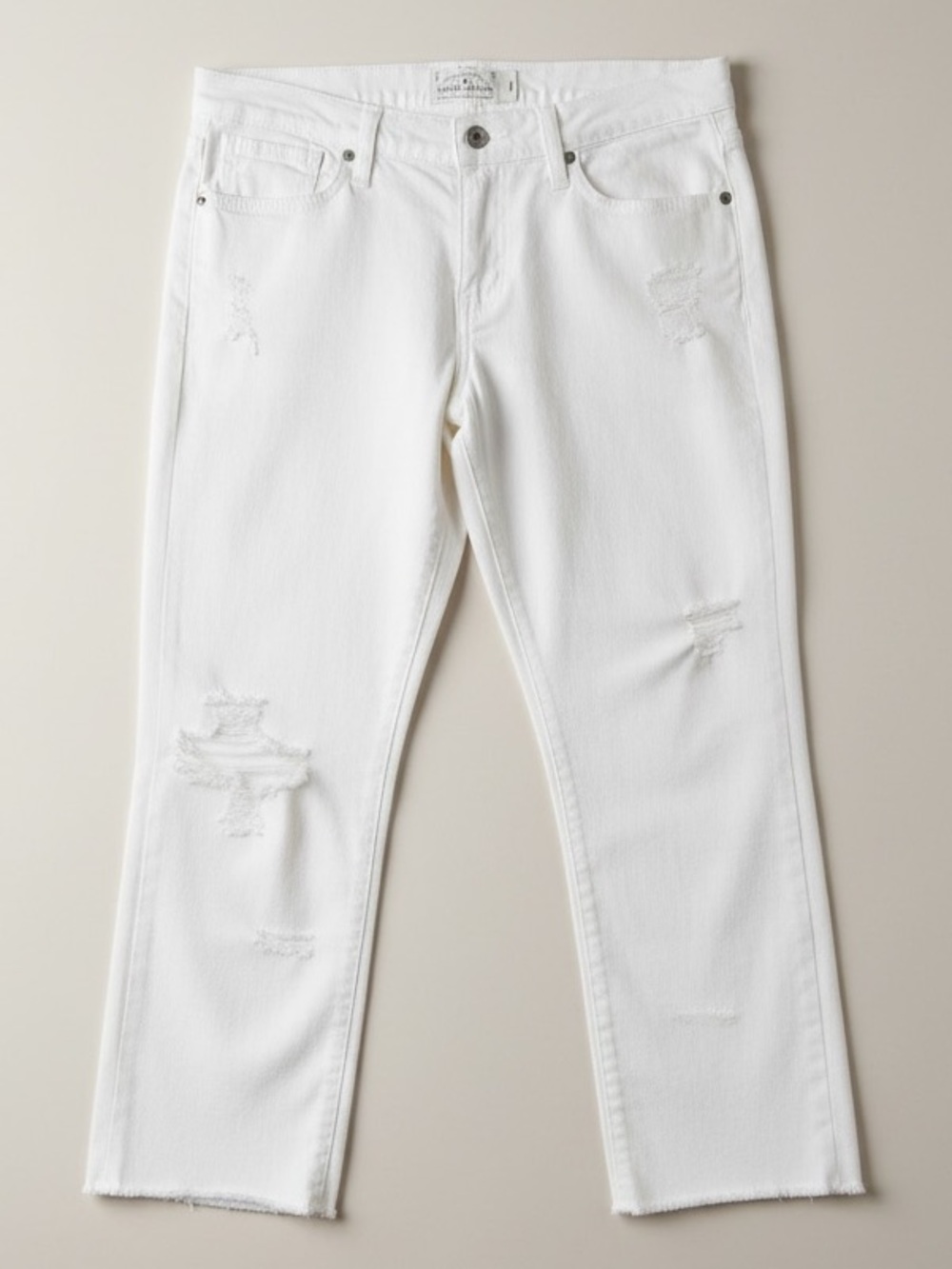 Lucky Brand White Sienna Weekender Distressed Cropped Jeans Size 2/26